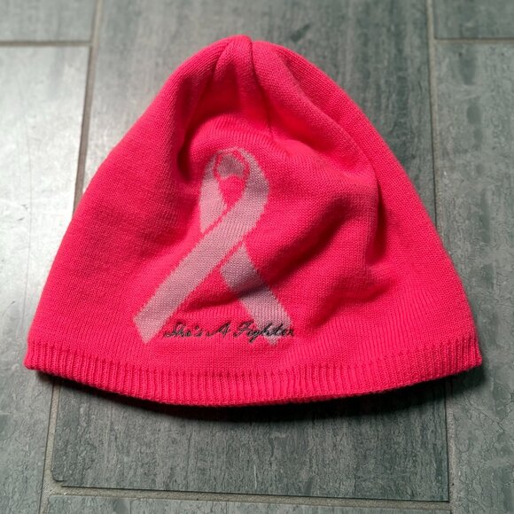 Under Amour BCA Breast Cancer Awareness Lined Beanie Hat Cap Pink One Size - Picture 2 of 8